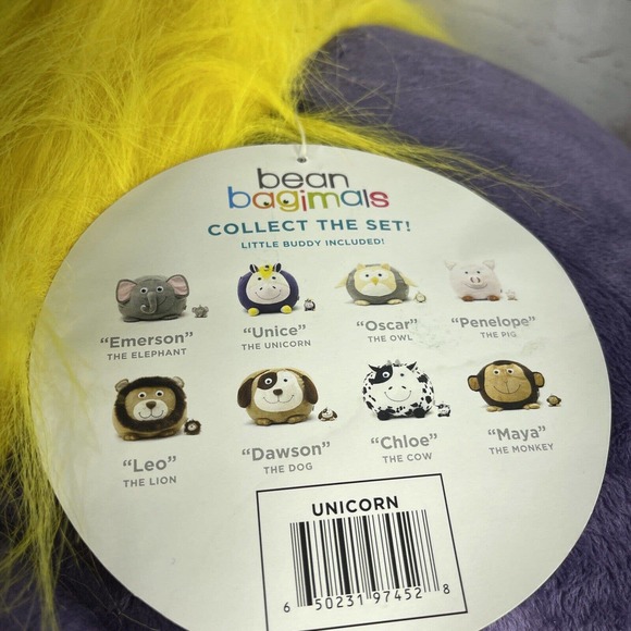 BIG JOE Bean Bagimal Plush Purple Unicorn With Buddy - Picture 3 of 10